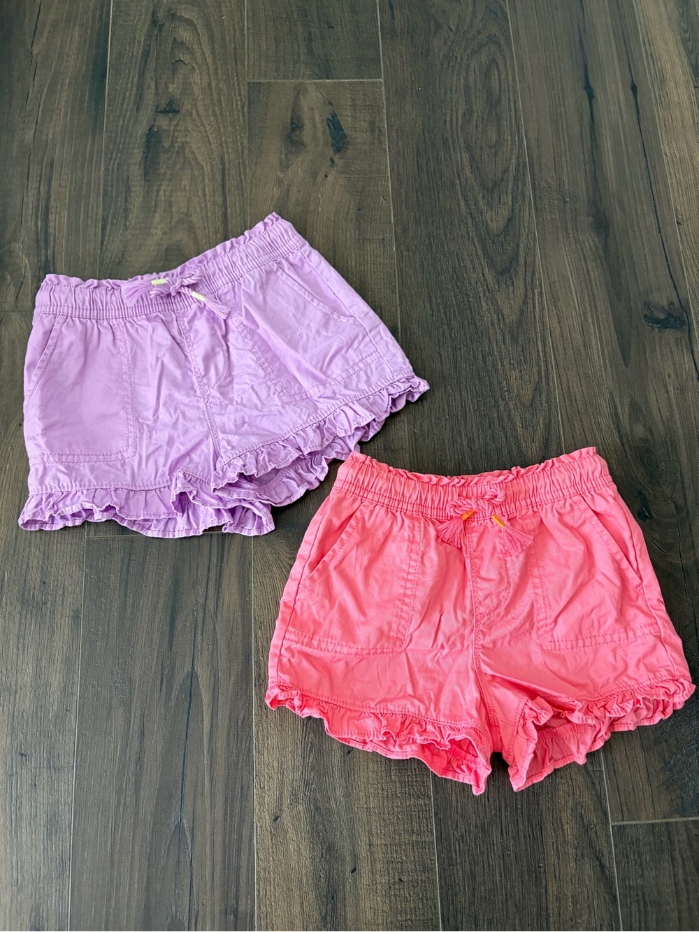 BabyGAP Ruffle Hem Pull-On Shorts in Lavender and Coral Set of 2